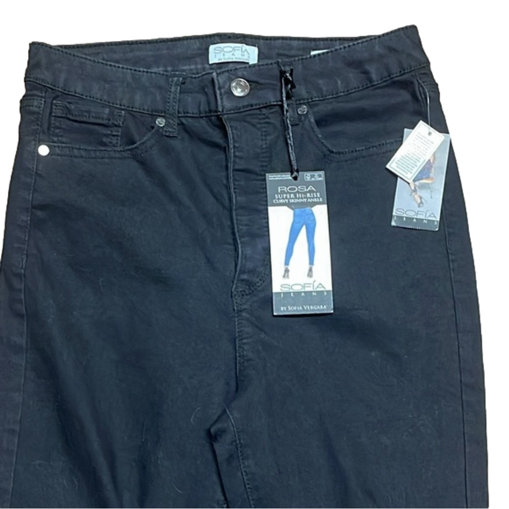 Sofia Jeans By Sophia Vergara Rosa Curvy Ankle High Rise Destructed Black Size 8 - Picture 2 of 6